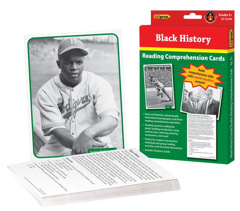 Edupress Reading Comprehension Social Studies Cards, Black History (EP63540) Medium - Image 1